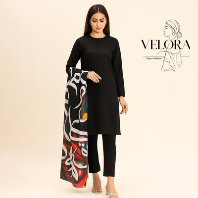 3 Pcs Women's Unstitched Plain Suit