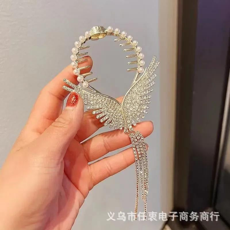 Butterfly design silver plated hair claw