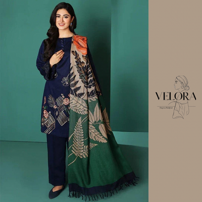 3 Pcs Women's Unstitched Embroidered Suit