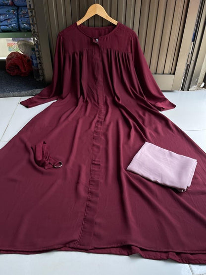 Stylish Maroon Georgette Full Abaya for Women -2 Pcs