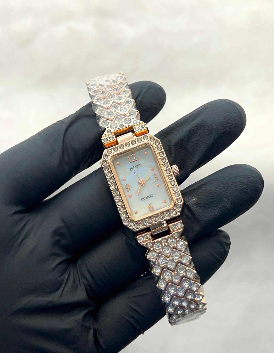 Women's Quartz Square Bracelet Watch - 1 Pc Water Resistant with Textured Strap