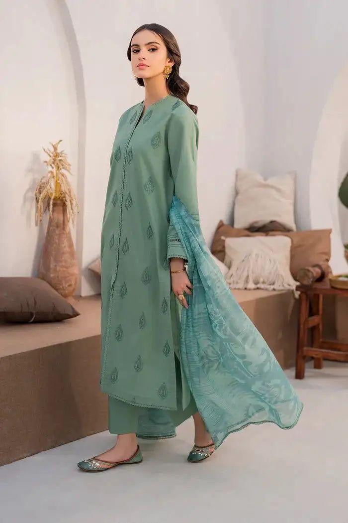 3-Piece womens Unstitched Embroidered suit