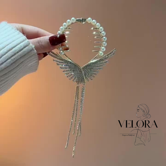 Butterfly design silver plated hair claw