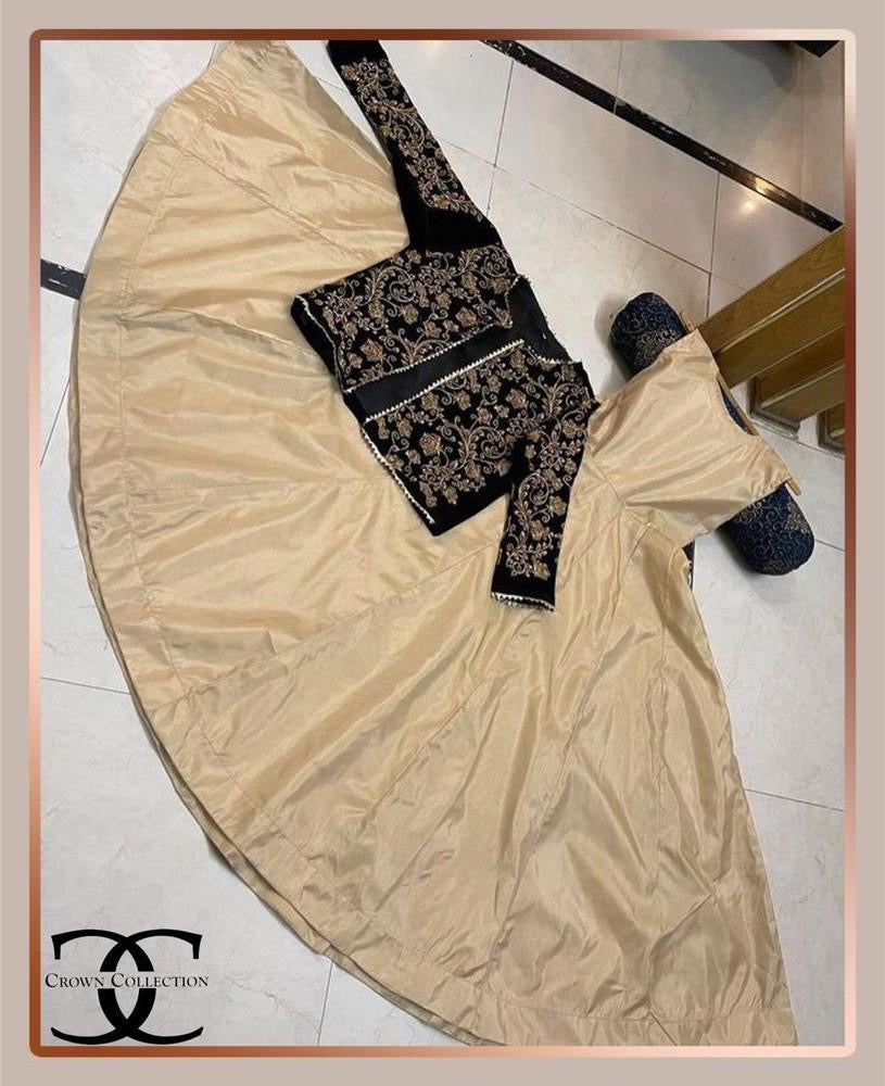 2 piece Women’s Stitched Silk Plain Mexi with Embroidered Jacket