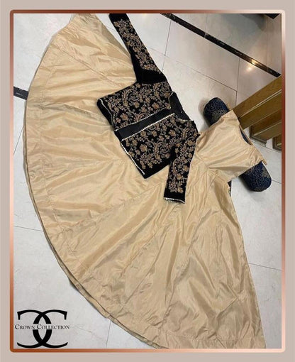 2 piece Women’s Stitched Silk Plain Mexi with Embroidered Jacket