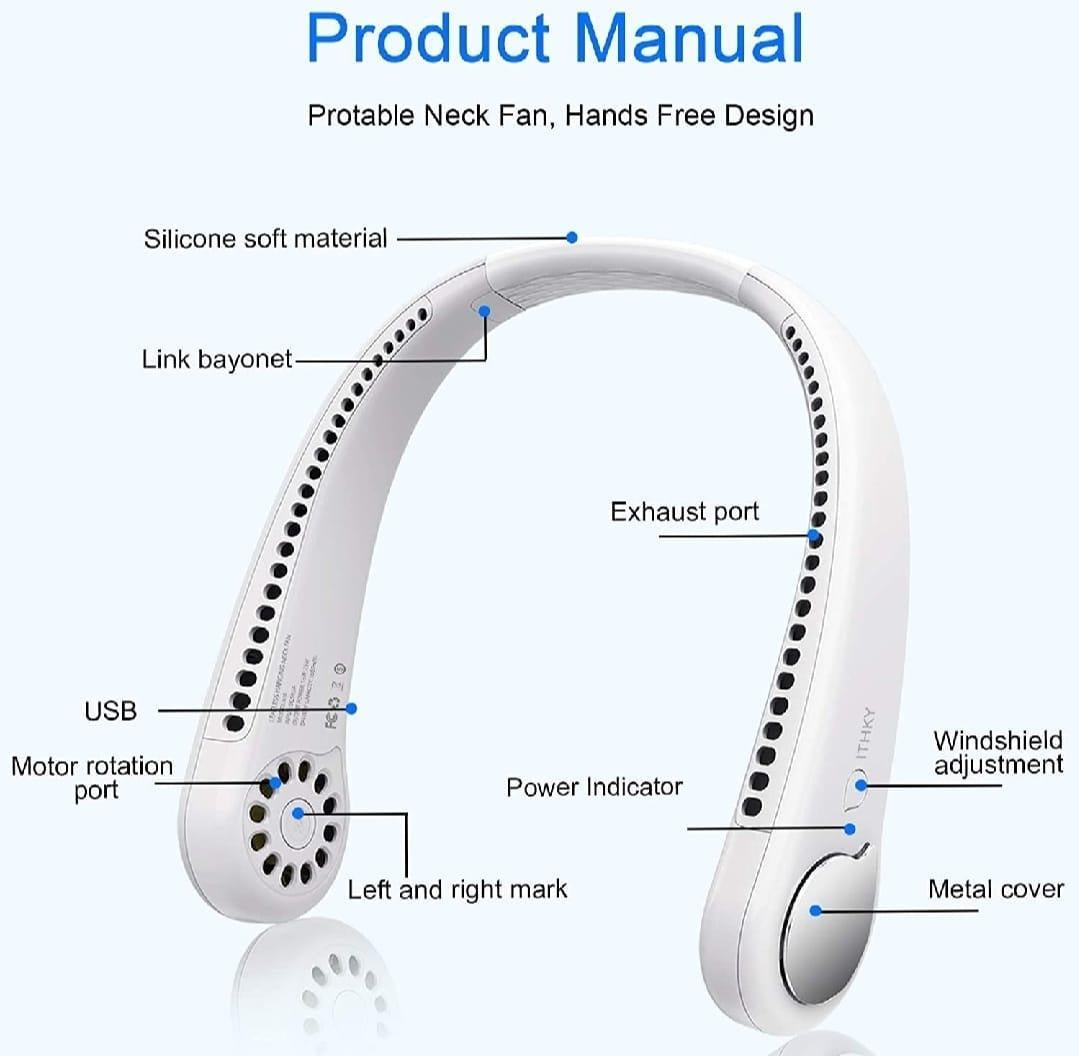 Rechargeable Bladeless Neck Fan Lightweight and portable cooling solution.