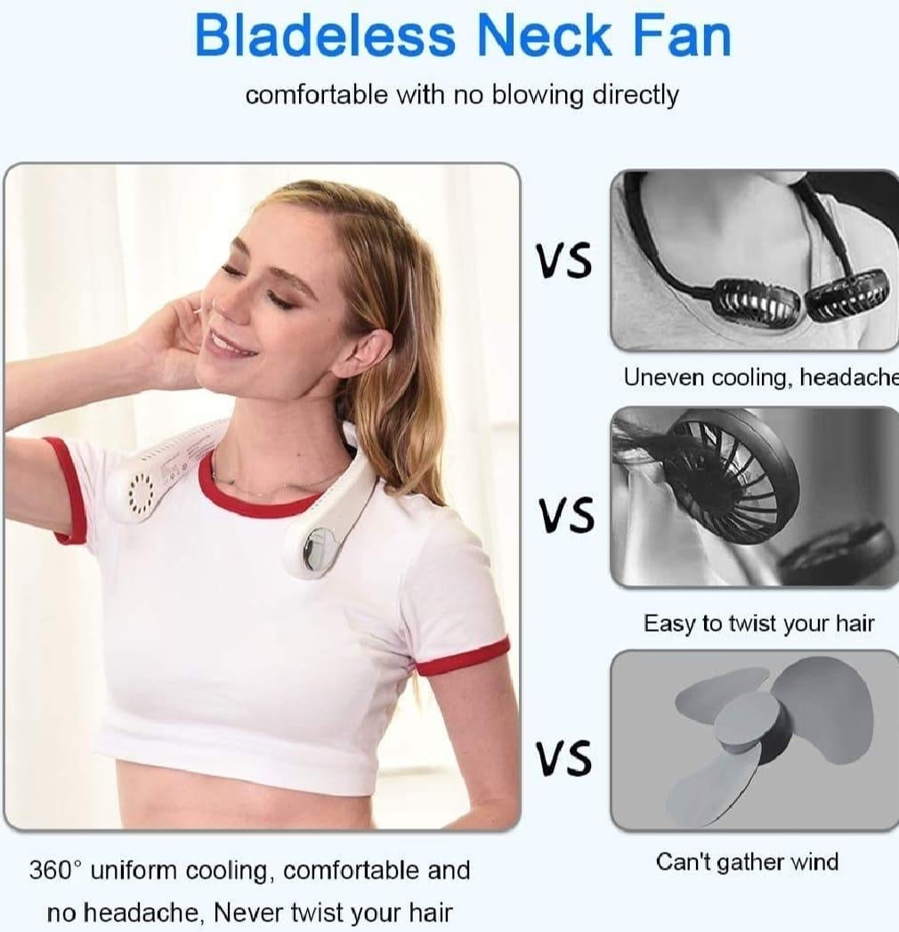 Rechargeable Bladeless Neck Fan Lightweight and portable cooling solution.