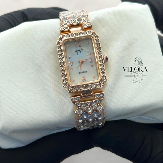 Women's Quartz Square Bracelet Watch - 1 Pc Water Resistant with Textured Strap